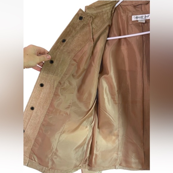 Coldwater Creek Tan Leather Jacket Womens Small Snaps Suede Equestrian Western - Picture 8 of 14